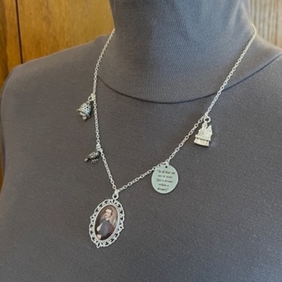 Poems of Edgar Allan Poe Handmade Literature Poetry Necklace, Portrait, Raven - Picture 5 of 16